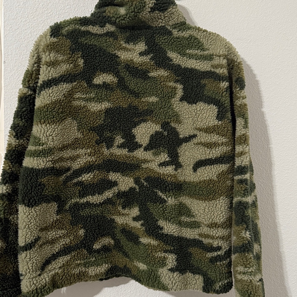 J. Crew Green Camo Sherpa Turtleneck Sweater - Picture 4 of 7